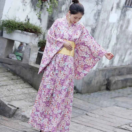 Fashion National Trends Women Sexy Kimono Yukata With Obi Novelty Evening Dress Japanese Cosplay Costume Floral One Size