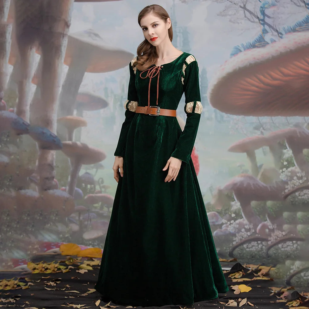 Princess Merida Brave Cosplay Court Dress Set for Women