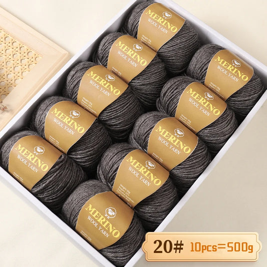 500g of High-Quality 212 Medium-Fine Alpaca Wool Yarn, Suitable for Knitting Sweaters, Scarves, and Hats, 10 Skeins/Pack