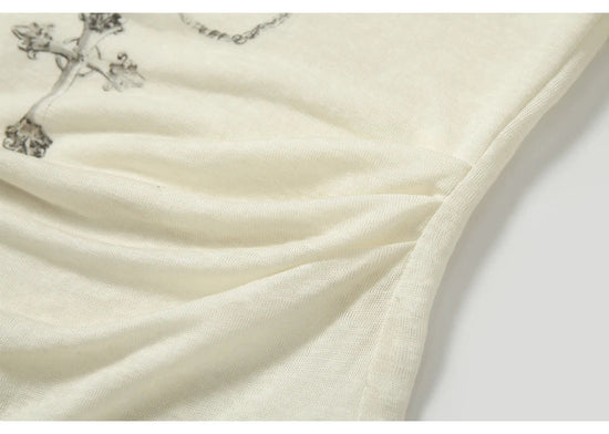 NO ROMANCE Fairy Sexy Punk Printing Half Transparent Lace Patch Knitted Long Sleeve Hooded Dresses Rock Gothic Design Vestidos SS69