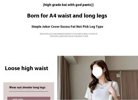 Summer Women's Maternity with Pockets Large Size Maternity Trousers Outside Wearing Thin Section of Ice Silk Draped Wide-Legged