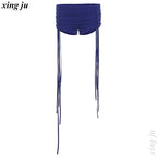 Xing Ju Women's Mesh Tassel Jumpsuit for Stage Performance
