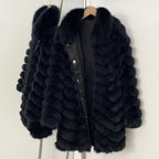 OFTBUY Women's Real Fox Fur Coat - Thick Warm Winter Jacket