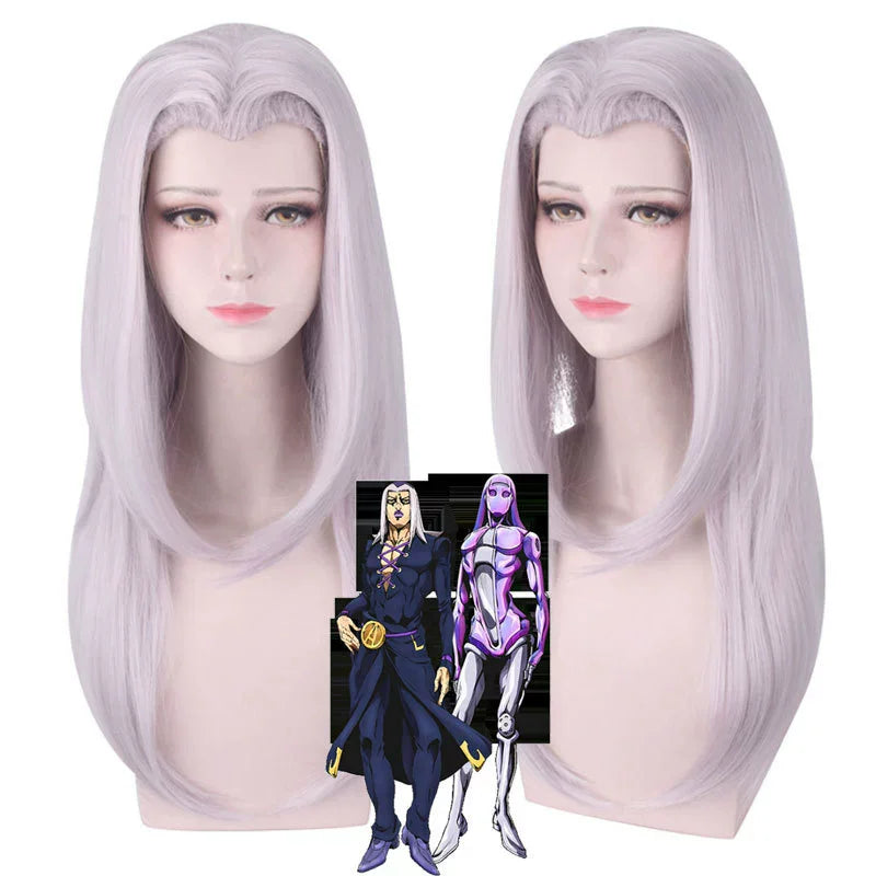Anime JOJO's Bizarre Adventure Golden Wind Leone Abbacchio Cosplay Costume Black PU Long Coat Uniform Wig Man Carnival Suit
