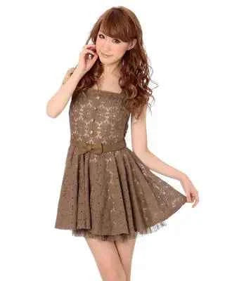 SALES Sweet Japan Liz Lisa Square Collar Princess Cotton Whole Lace Suspenders Dress