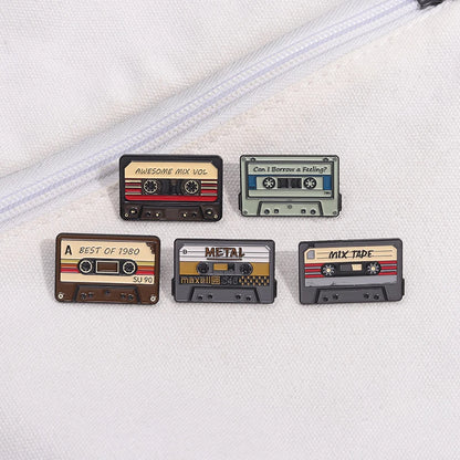 QIHE JEWELRY Retro Music Cassette Tape Enamel Pin Zinc Alloy Lapel Badge