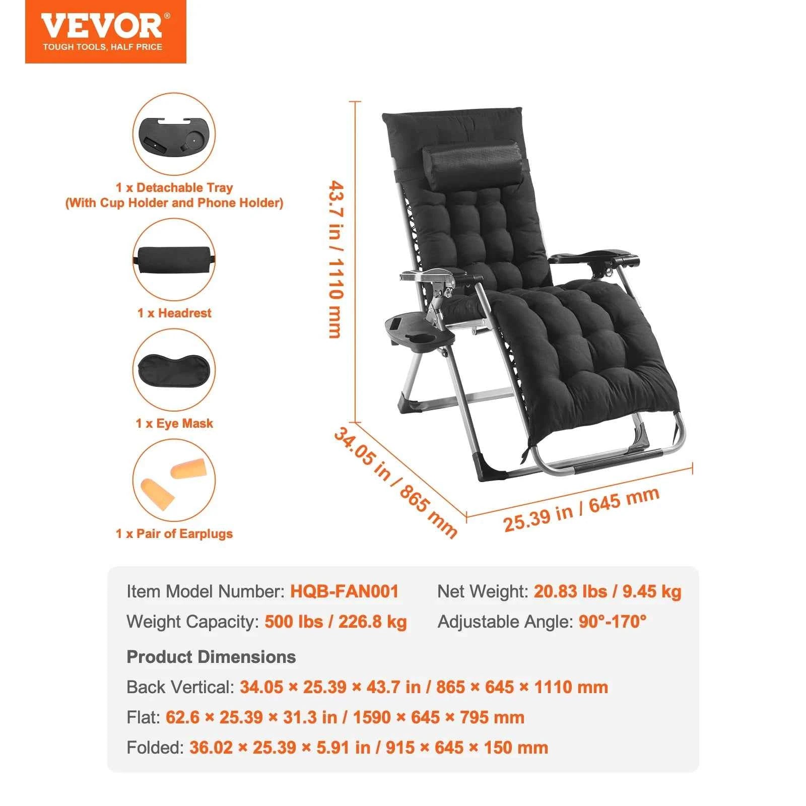 SucceBuy Zero Gravity Chair Zero Gravity Recliner Lounge Chair Adjustable Anti Gravity Chair with Cushion Footrest and Cupholder