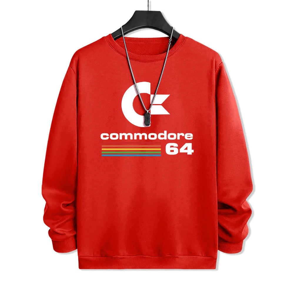 Commodore 64 Fun Logo Printed Hoodies Mens Oversized Pullover Hoody Loose Comfortable Clothes Fleece Casual Hoody Men Warm SS69 24.69 Red / L