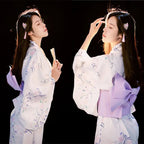 Fashion National Trends Women Sexy Kimono Yukata Dress With Obi Novelty Evening Dress Japanese Cosplay Costume Floral One Size