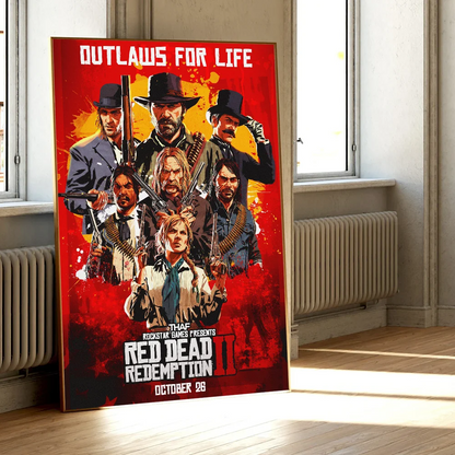 Red Dead Redemption 2 Wall Poster, Waterproof Adhesive PP Paper Art Print