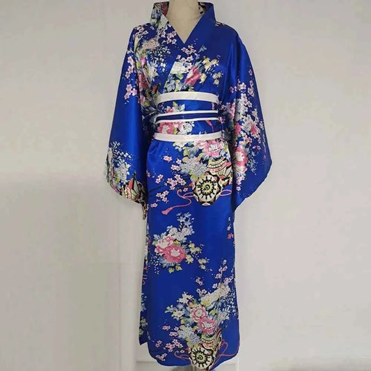 Cosplay Costume Traditional Japanese Kimono Japanese Style Printed Floral Sakura Girl Kimono Dress Asian Elegance