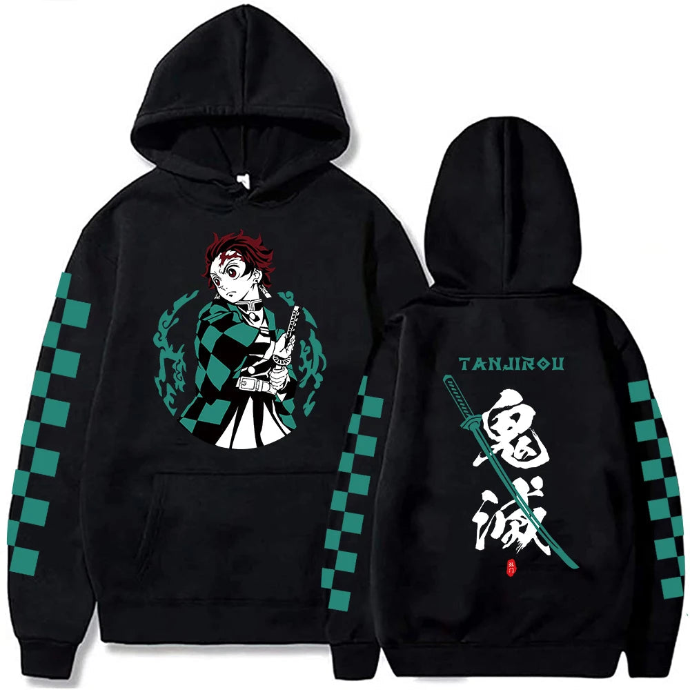 Harajuku Demon Slayer Plus Size Hoodie Kamado Nezuko Graphic Print Women Sweatshirts Long Sleeve Fashion Female Streetwear SS69 20.69 Black5 / L