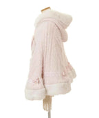 Japanese Sweet Soft Thick Women's Double-Layer Big Ribbon Hooded Knitted Cloak 3 Colors Autumn and Winter Ponchos Warm Jacket