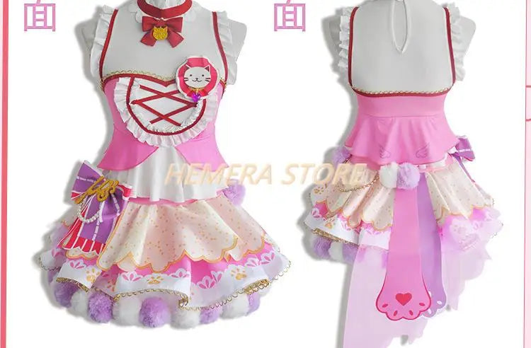 In Stock Anime LoveLive Cat Twin Tail Arcade Game 9 Characters Cosplay Costume Tojo Nozomi Nico Honoka Umi Rin Maki Eli Full Set - SS69