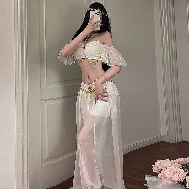 Egyptian Queen Knit Belly Dance Cosplay Costume Set for Women