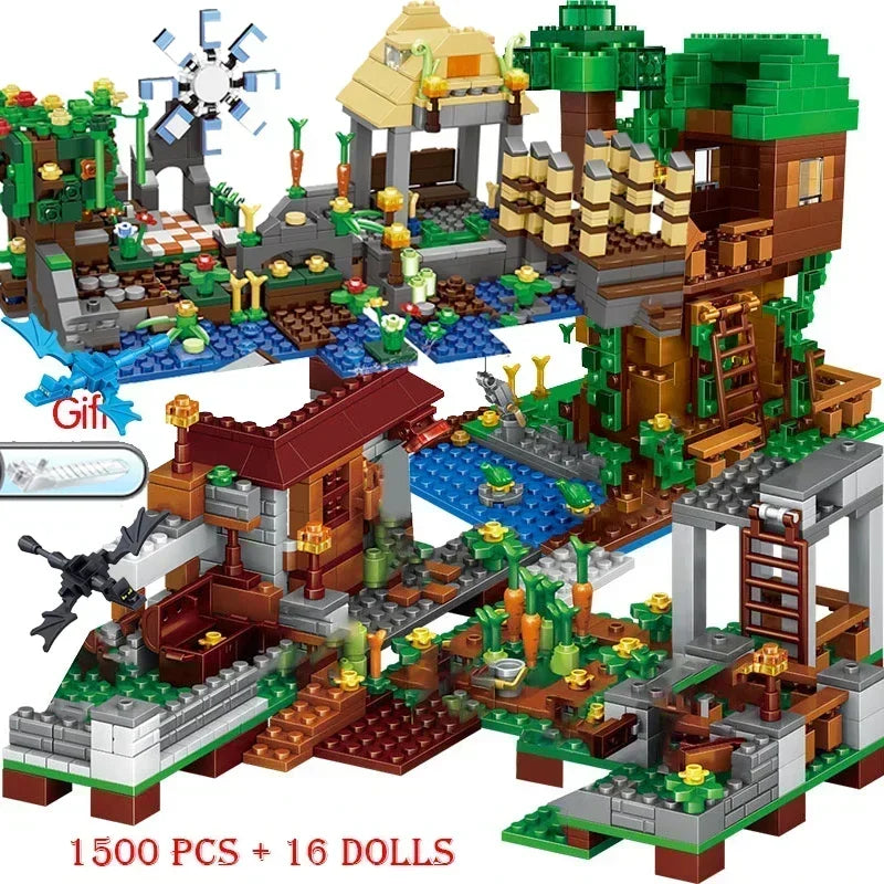2024 NEW Compatible My World Minecraftinglys Building Village City Tree House Waterfall Warhorse Bricks Toys For Children Gifts SS69 49.69 No Box 8