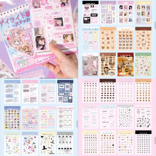 45pcs Japanese Retro Early Style Manga Cut Film Sticker Book Kawaii Girl Scrapbook Journal DIY Deco Cute Showa Phone Case Decals SS69 30.69 Daytime 63sheets