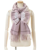 Japanese Liz New Lazy Wind Girls Sweet Plaid Lace Bow Scarf Soft Warm Women's Winter Lolita Scarf