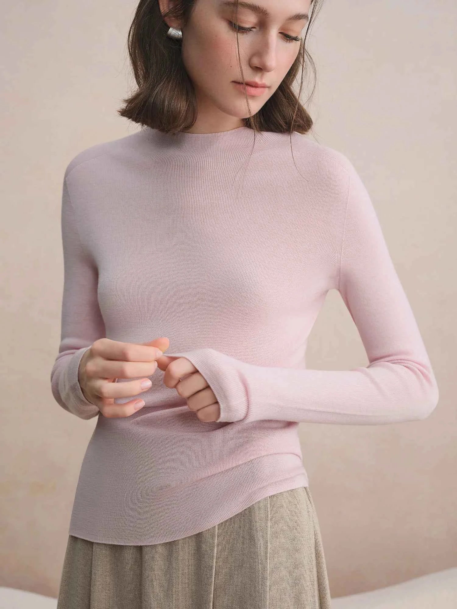 DUSHU Seamless Half-high Collar Pure Wool Pullovers Women Plus Size Autumn Winter Bottoming Sweater Solid Soft Breathable Tops