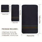 2/3/6/8 Pcs Bath Towel Set White & Gray with Gold Accents, Soft Absorbent Premium Towels for Home, Hotel & Bathroom