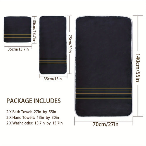 2/3/6/8 Pcs Bath Towel Set White & Gray with Gold Accents, Soft Absorbent Premium Towels for Home, Hotel & Bathroom
