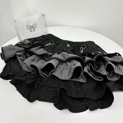 Japanese Sweet Y2k Elegant 2 Piece Set Woman Long Sleeve Chic Blouse+ Mini Ruffle Skirt Female Korea Style Rave Birthday Outfits SS69 18.69 Only Skirt / XL