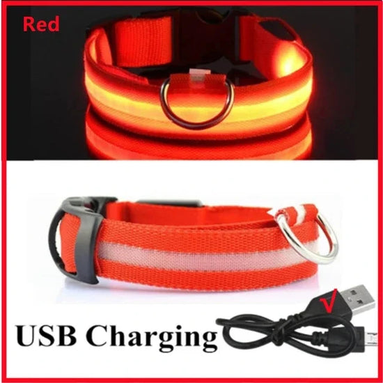 USB Charging LED Dog Collar Dog Safety Night Light Flashing Necklace Fluorescent Collars Pet Supplies SS69 15.69 Red / XS NECK 28-38 CM / Mexico