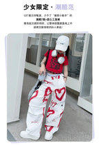 summer junior Girls Love Graffiti Casual Pants teenager girl Casual Hip Hop cargo pants kids Dance pants children clothes SS69