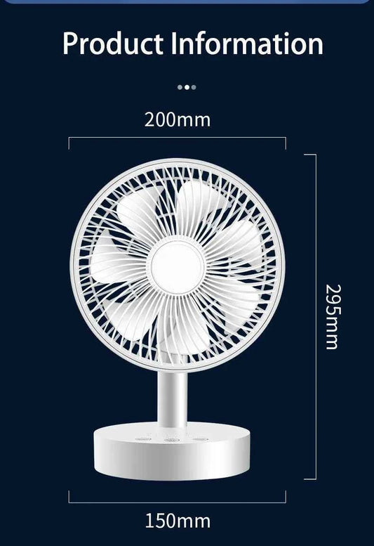 3600mAh USB Desk Fan 4 Speed Adjustable Desktop Table Fan with Strong Wind Quiet Operation Kipas USB Oscillating Fan