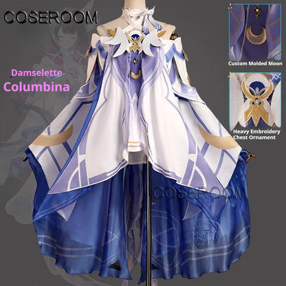 Genshin Impact Columbina Cosplay Costume Set Polyester Uniform for Women