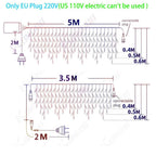 3.5M-40M LED Icicle Curtain String Fairy Lights Garland Outdoor Christmas Lights New Year Birthday Wedding Street Holiday Decor