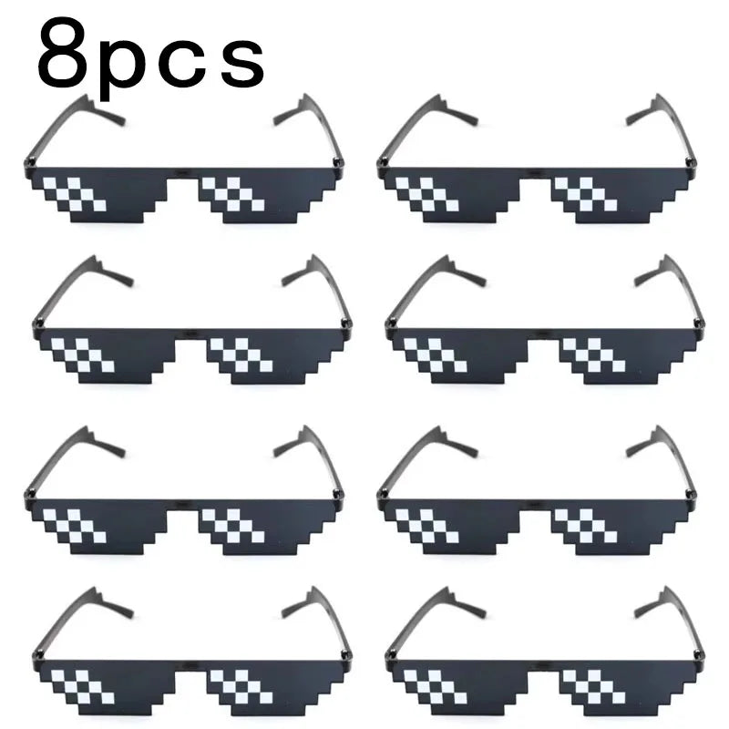 Pixelated Sunglasses with Mirror Lenses - Vintage Rimless Shades