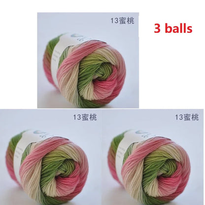 100% Wool Yarn Rainbow Color for Hand Knitting Crochet Plush Thickness Lanas Thread DIY Soft Scarf Shawl Sweater Free Shipping