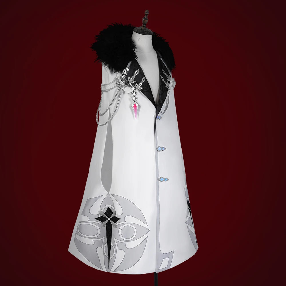 Game Genshin Impact Fatui Cosplay Costume Doctor Arlecchino The Captain Pantalone Marionette Colombina Cloak Halloween C07575
