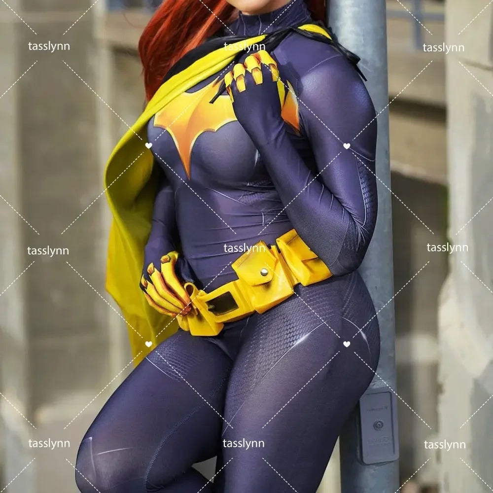 Bat Girls Cosplay Costumes Zentai Suit Bat Girl Bodysuit for Geek Girl Halloween Costumes for Women Excluding Cloak Belt Mask SS69