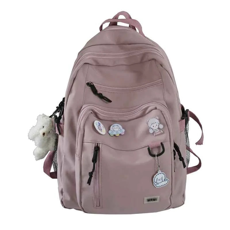 Fashion Big Student Backpack NEW Badge Rucksack Girls School Bag High Capacity Women Backpack Female Cute Leisure Travel Mochila