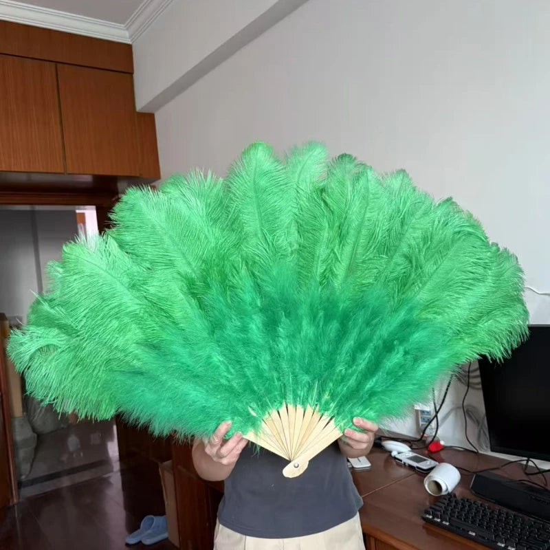 Large Ostrich Feather Fan 130cm - Carnival & Stage Performance
