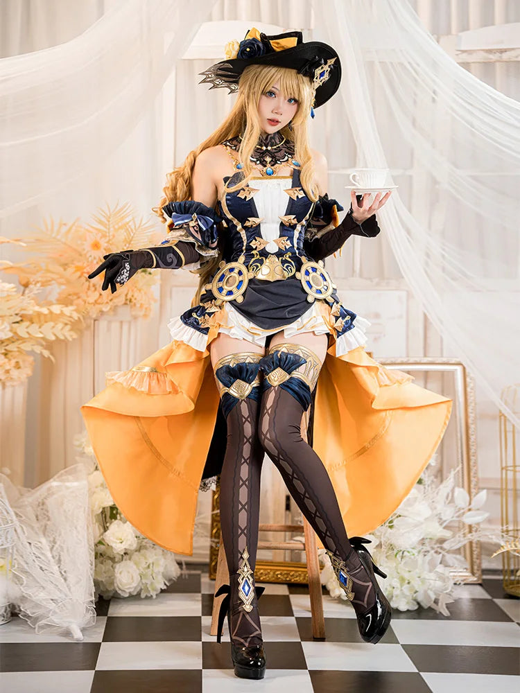 IN STOCK UWOWO Navia Cosplay Genshin Impact Navia Cosplay Costume Fontaine Rococo Style Dress Cosplay Halloween Costume