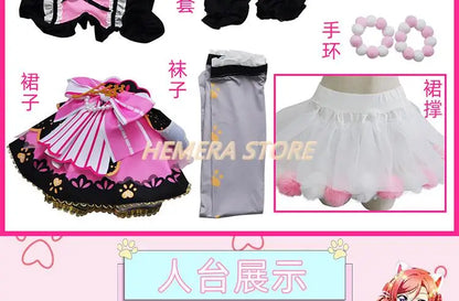 In Stock Anime LoveLive Cat Twin Tail Arcade Game 9 Characters Cosplay Costume Tojo Nozomi Nico Honoka Umi Rin Maki Eli Full Set - SS69