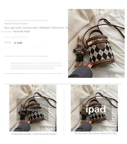 Women's Bag for Women Fashion Luxury Designer Zipper Small Handbags For Women Leather Bucket Shoulder Bag 2023 New Trend Pendant