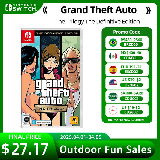 Grand Theft Auto GTA Nintendo Switch Game Deals The Trilogy Definitive Edition Original Physical Game Card for Switch OLED Lite SS69