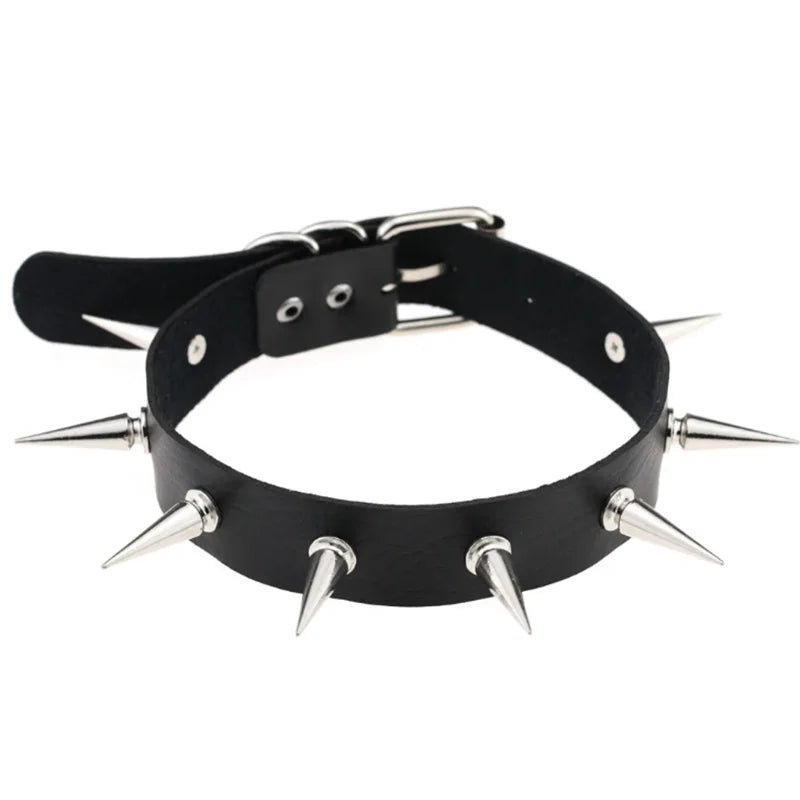 1Pc Harajuku Gothic Spike Rivet Star Necklaces Collares Hip Hop Rock Black Bowknot PU Lace Leather Sexy Y2K Girl Choker Jewelry SS69 8.69 W4612