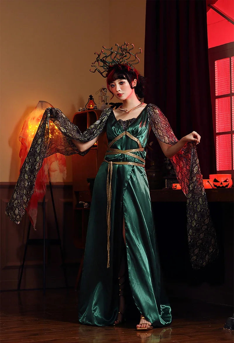 Medusa Snake Cosplay Costume for Women - Greek Myth Knit Dress Set