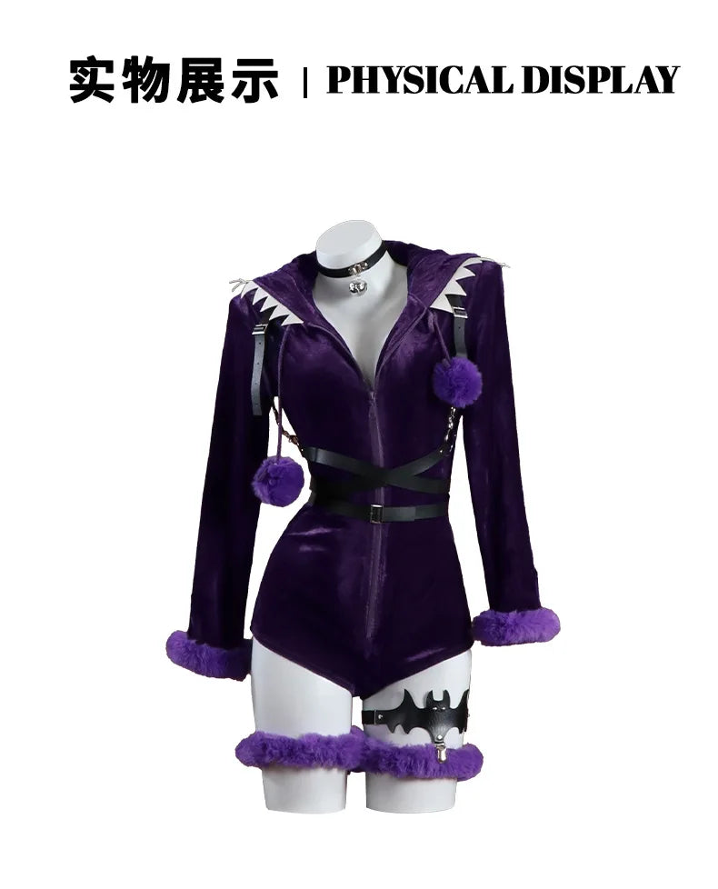 Gengar Anime Cosplay Bodysuit with Hood and Tail