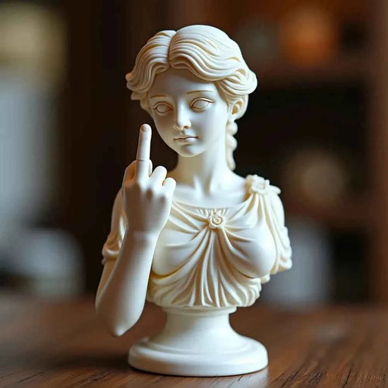 Vienna Goddess Statue With Vertical Middle Finger Resin Craftsmanship 3d Mocking Goddess Ornament For Home Decor