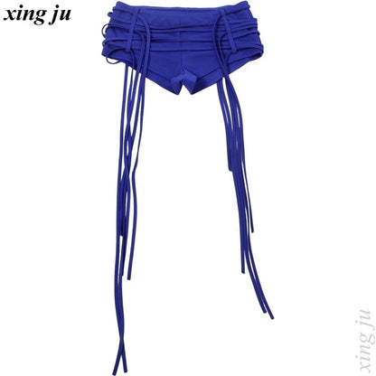 Xing Ju Women'S Mesh Jumpsuits Tassel Tight Shorts Jazz Dance Costumes Singer Kpop Outfits Nightclub DJ Stage Performance Wear