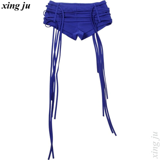 Xing Ju Women'S Mesh Jumpsuits Tassel Tight Shorts Jazz Dance Costumes Singer Kpop Outfits Nightclub DJ Stage Performance Wear