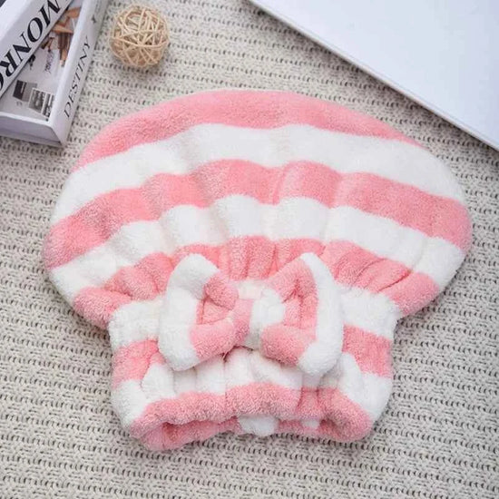 1pcs Dry Hair Towel Quick-Drying Hair Cap Shower Cap for Women Striped Pattern Super Absorbent Bath Accessories Hair Bonnets
