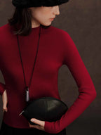 DUSHU Seamless Half-high Collar Pure Wool Pullovers Women Plus Size Autumn Winter Bottoming Sweater Solid Soft Breathable Tops
