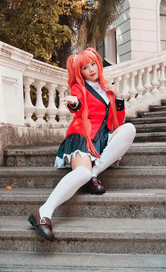 Anime Kakegurui Cosplay Costume Kirari Momobami Uniform Yumeko Sayaka Compulsive Gambler Japanese School Girl Pleated Skirt Suit SS69